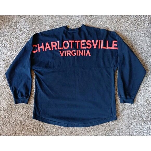 SPIRIT JERSEY Tops - Spirit Jersey Sweatshirt Medium Virgina Graphic Puff Print Blue Long Sleeve